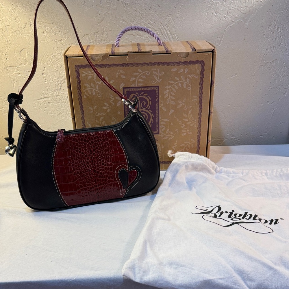 Brighton Black and Deep Red Shoulder Bag